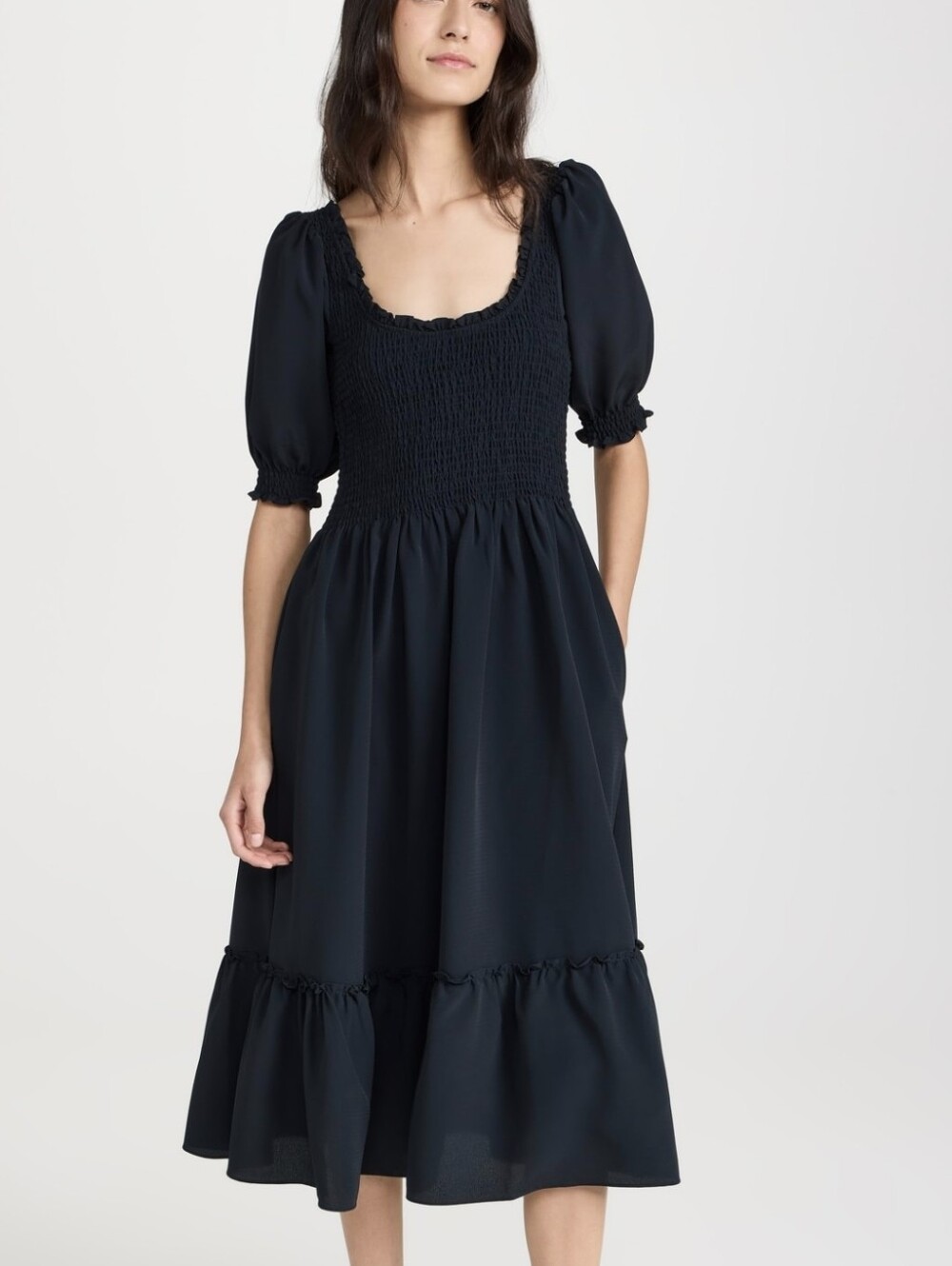 Hill House Home Louisa black polyester Nap midi dress